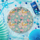 Weich pastellfarbene Blumenmuster Pappteller (Party)