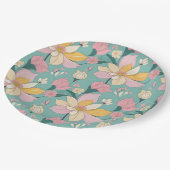 Weich pastellfarbene Blumenmuster Pappteller (Schrägansicht)