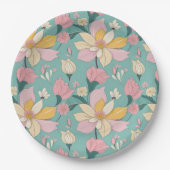 Weich pastellfarbene Blumenmuster Pappteller (Vorderseite)