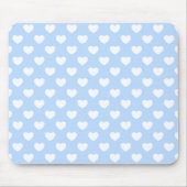 Weich pastellfarbene, hellblaue und weiße Herzen Mousepad (Vorne)