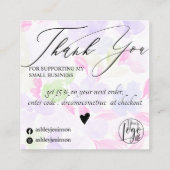 Weich pastellfarbene lila Blumenmuster Reihenfolge Quadratische Visitenkarte (Rückseite)