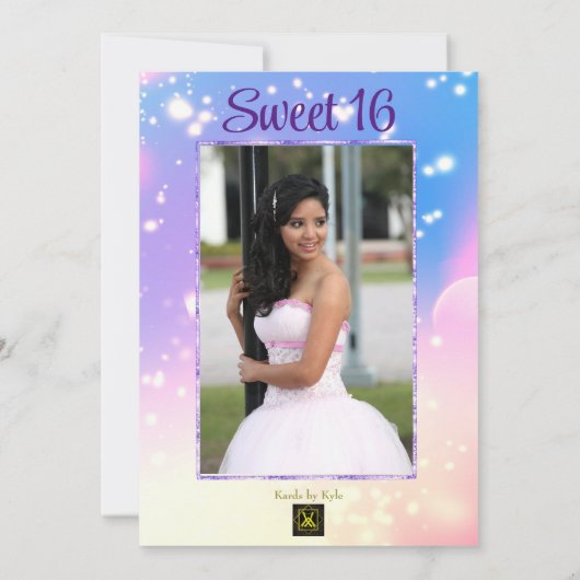 Weich pastellfarbenes Foto Sweet 16 Einladung (Rückseite)