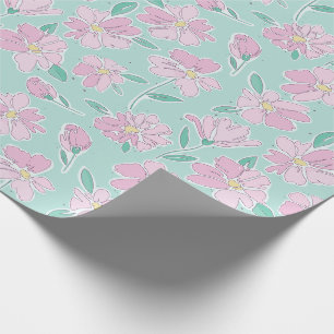 Weich pastellfarbenes Papier mit floraler Verpacku Geschenkpapier
