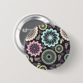 Weich pastellrosa und aquamarine Blume Vintag Bota Button (Vorne & Hinten)