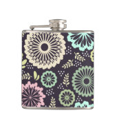 Weich pastellrosa und aquamarine Blume Vintag Bota Flachmann (Vorderseite)