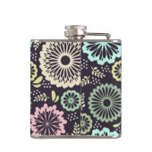 Weich pastellrosa und aquamarine Blume Vintag Bota Flachmann (Rückseite)