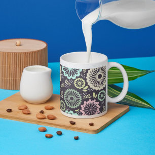 Weich pastellrosa und aquamarine Blume Vintag Bota Kaffeetasse