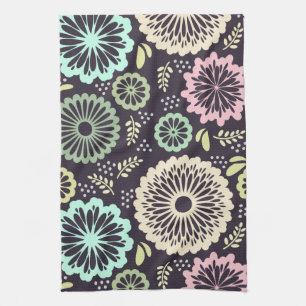 Weich pastellrosa und aquamarine Blume Vintag Bota Küchentuch