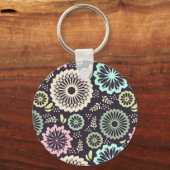 Weich pastellrosa und aquamarine Blume Vintag Bota Schlüsselanhänger (Vorderseite)