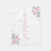 Weich Pink Grau whimsisily floral Aquarell Name Fleecedecke (Vorderseite)