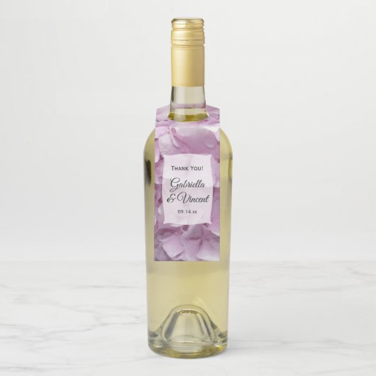 Weich-Pink-Hydrangea-Blume Hochzeit Flaschenanhänger (Auf Flasche)