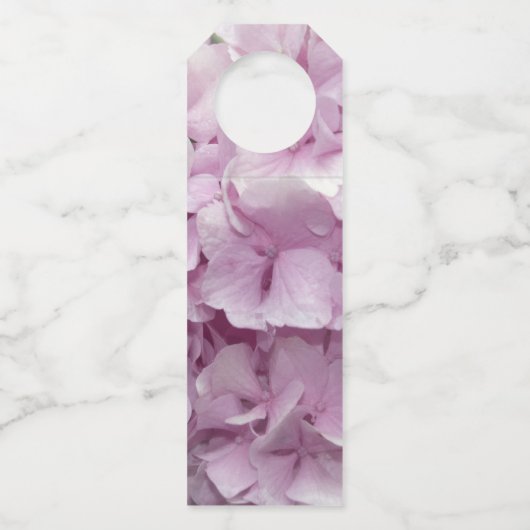 Weich-Pink-Hydrangea-Blume Hochzeit Flaschenanhänger (Rückseite)