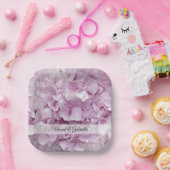 Weich-Pink-Hydrangea-Blume Hochzeit Pappteller (Party)