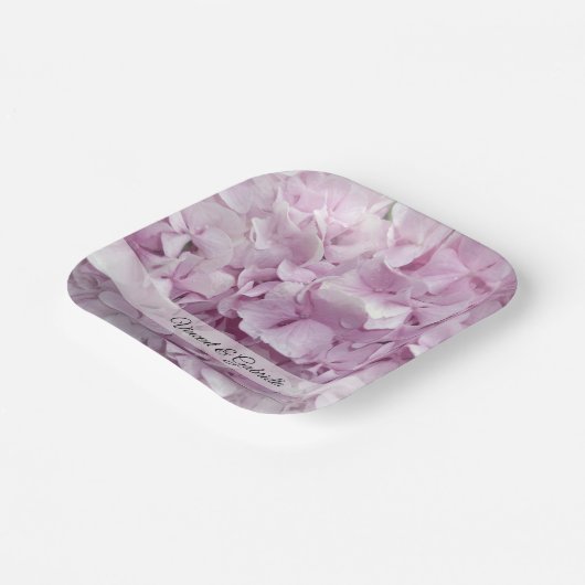 Weich-Pink-Hydrangea-Blume Hochzeit Pappteller (Gewinkelt)