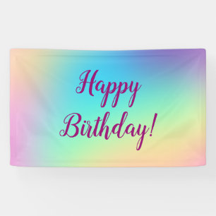 Weich Prismatische Pastel Gradient "Happy Birthday Banner