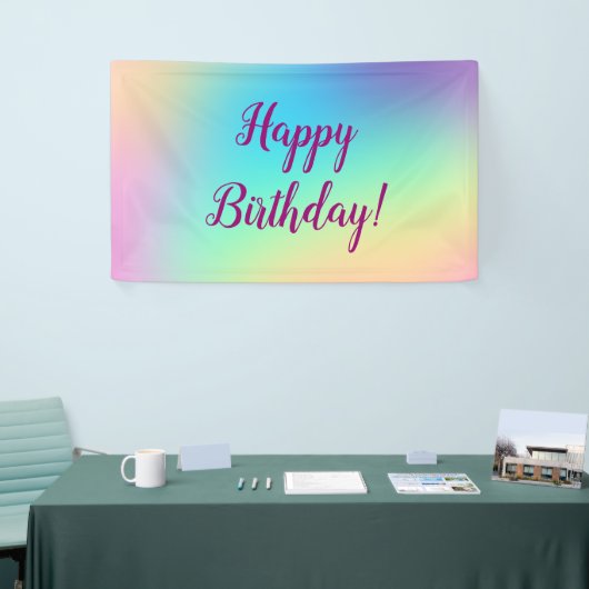 Weich Prismatischer Pastel Gradient "Happy Birthda Banner (Messeveranstaltung)