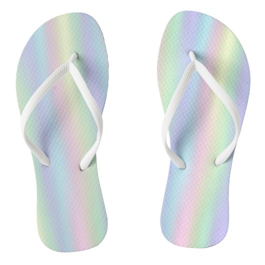 Weich-Regenbogen-Holografischer Pastell Badesandalen (Fußbett)
