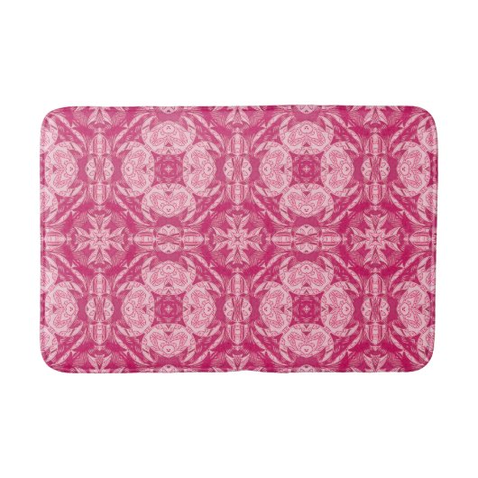 Weich rosa Abstraktes Mandala-Muster Badematte (Vorderseite)