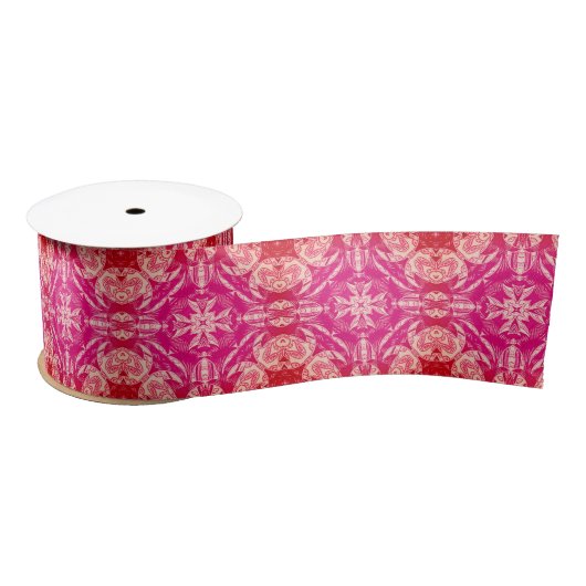 Weich rosa Abstraktes Mandala-Muster Satinband (Spule)