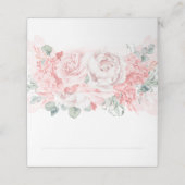 Weich rosa Aquarellfarben Blume Elegante Hochzeit Platzkarte (Außenseite Aufgefaltet)