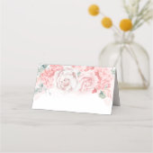 Weich rosa Aquarellfarben Blume Elegante Hochzeit Platzkarte (Rückseite)