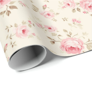 Weich rosa bemalte Rosen  Geschenkpapier