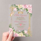 Weich rosa Birthday Gold Crown Mis Quince Acryleinladungen (Insitu (Handheld))