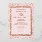 Weich rosa Bläschen 70. Custom Überraschung Geburt Folieneinladung (Vorderseite)