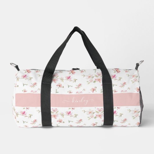 Weich rosa Blume Duffle Bag (Vorderseite)