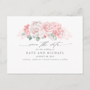 Weich rosa Blume Elegant Save the Date Postkarte