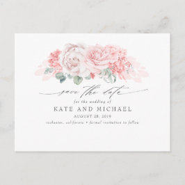 Weich rosa Blume Elegant Save the Date Postkarte
