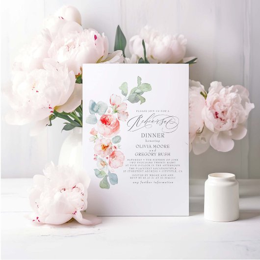 Weich rosa Blume Elegante Probe Abendessen Einladung
