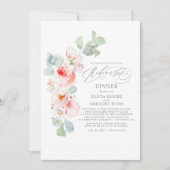 Weich rosa Blume Elegante Probe Abendessen Einladung (Vorderseite)