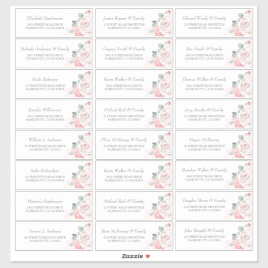 Weich rosa Blume Gast Name Address Labels (Blatt)