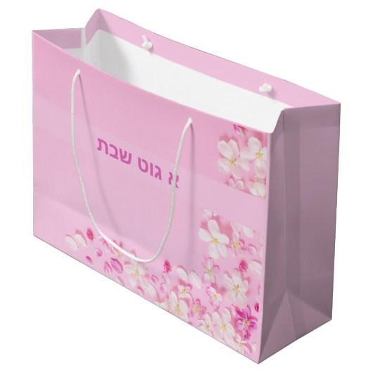 Weich rosa Blume Geschenktasche Große Geschenktüte (Vorderseite Schrägansicht)