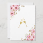 Weich rosa Blume Grüne Gold Brautparty Einladung (Rückseite)