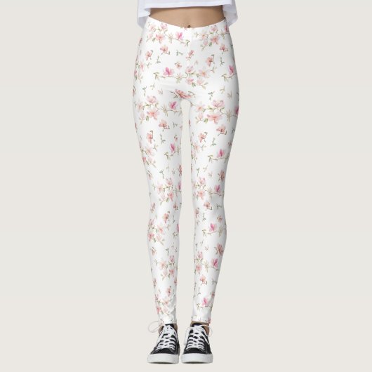 Weich rosa Blume Leggings (Vorderseite)