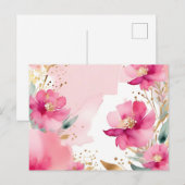 Weich rosa Blume mit Gold Postkarte (Vorne/Hinten)