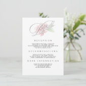 Weich rosa Blume Typografie Hochzeitsinformationen Begleitkarte (Stehend Vorderseite)