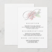 Weich rosa Blume Typografie Hochzeitsinformationen Begleitkarte (Vorne/Hinten)