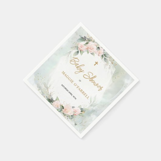 Weich rosa Blume und Crossbaby Dusche. Serviette (Ecke)