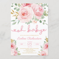 Weich rosa Blumen und goldfarbener Glitzer oh Baby