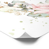 Weich rosa Blumengrün Baby Dusche Empfang Poster (Ecke)