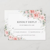 Weich rosa Blumengrün, Blütengrün, Hochzeitskarte RSVP Karte (Vorne/Hinten)