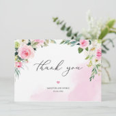 Weich rosa Blumengrün eukalyptus romantischer Boho Dankeskarte (Stehend Vorderseite)