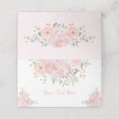 Weich rosa Blumengrün mit Blumenmotiven Platzkarte (Außenseite Aufgefaltet)