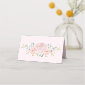 Weich rosa Blumengrün mit Blumenmotiven Platzkarte (Rückseite)