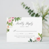 Weich rosa Blumenkost UAWG RSVP Karte (Stehend Vorderseite)