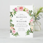 Weich rosa Blumenkraut Einladung (Stehend Vorderseite)