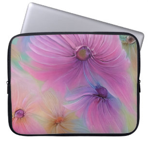 Weich rosa Blumenmuster Laptopschutzhülle